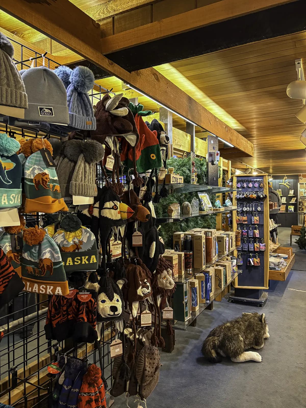 Alaska hats, warm accessories, and souvenirs