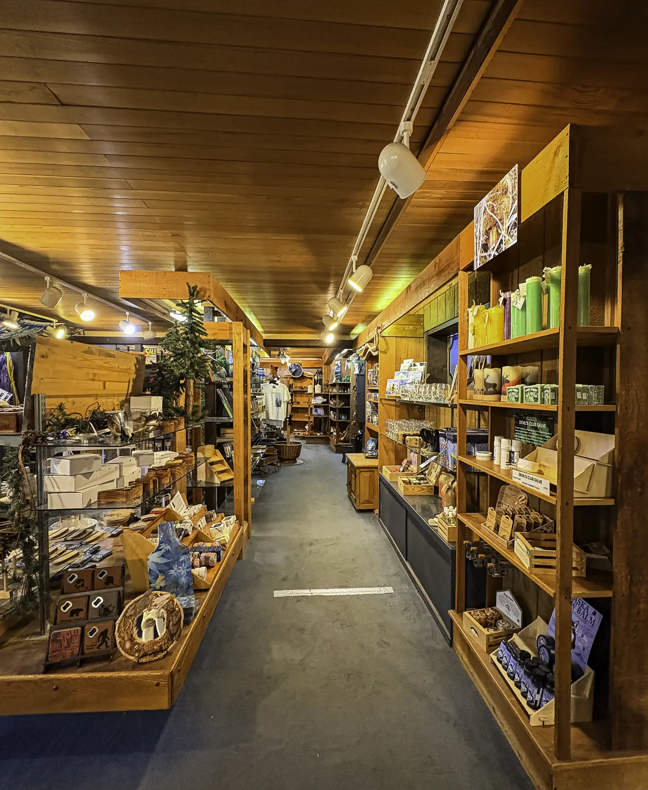 The main aisle inside the Portage Glacier Lodge Gift Shop